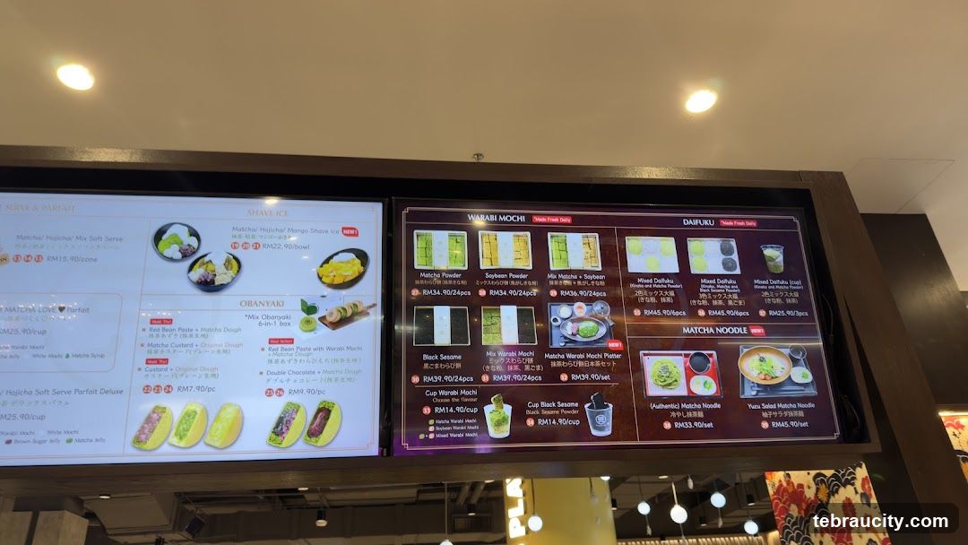 Matcha Desserts Menu