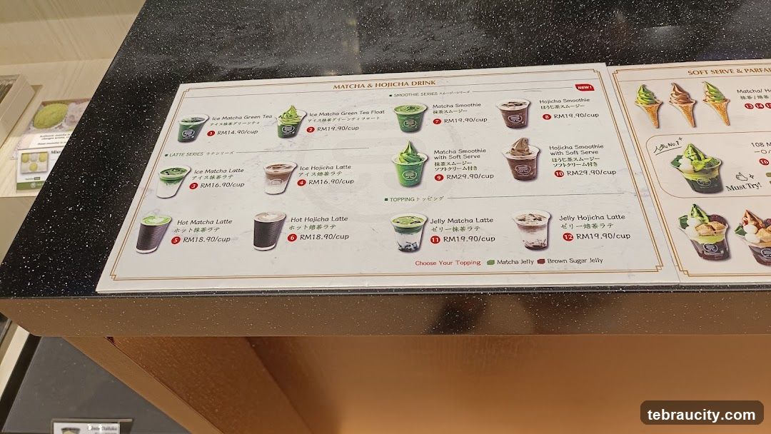 Matcha & Hojicha Drink Menu