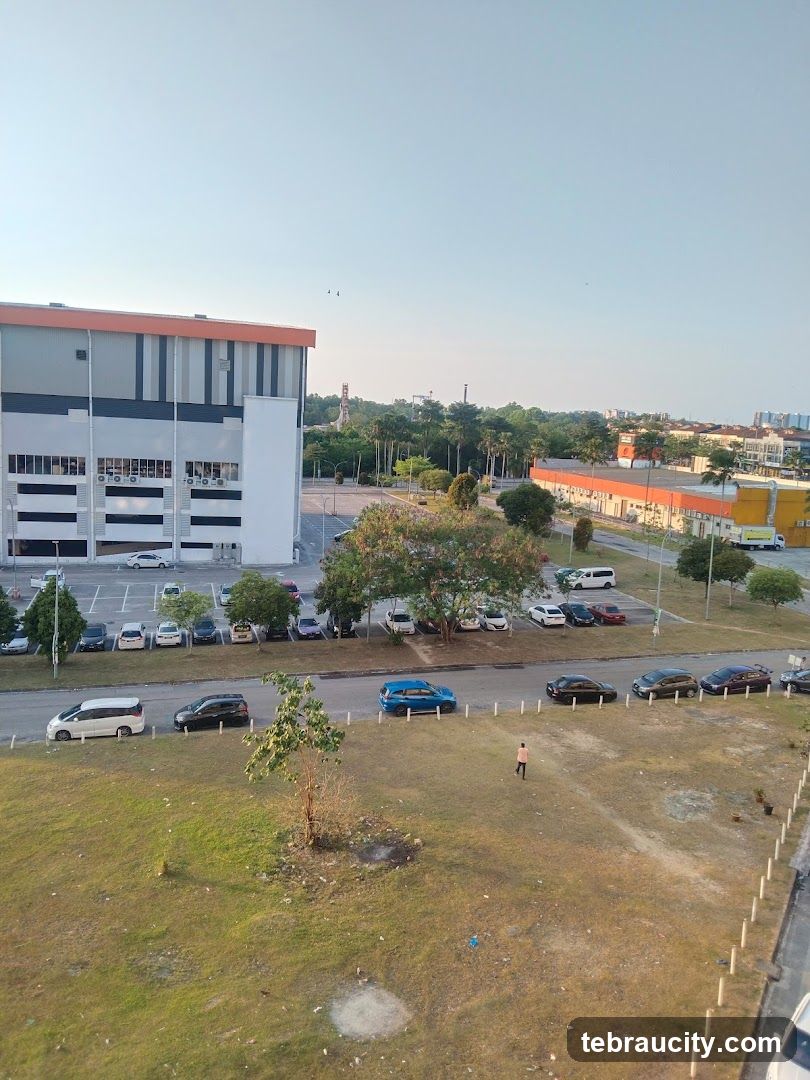Industrial area with parking lot