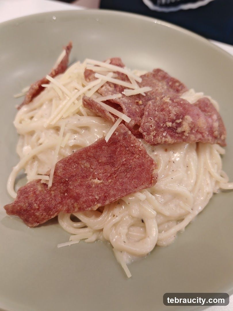 Spaghetti Carbonara with Salami