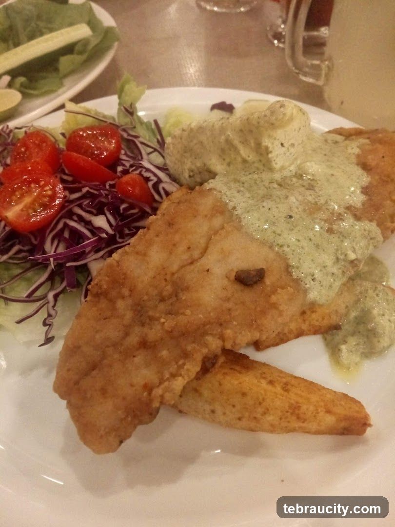 Fried Fish with Salad and Sauce