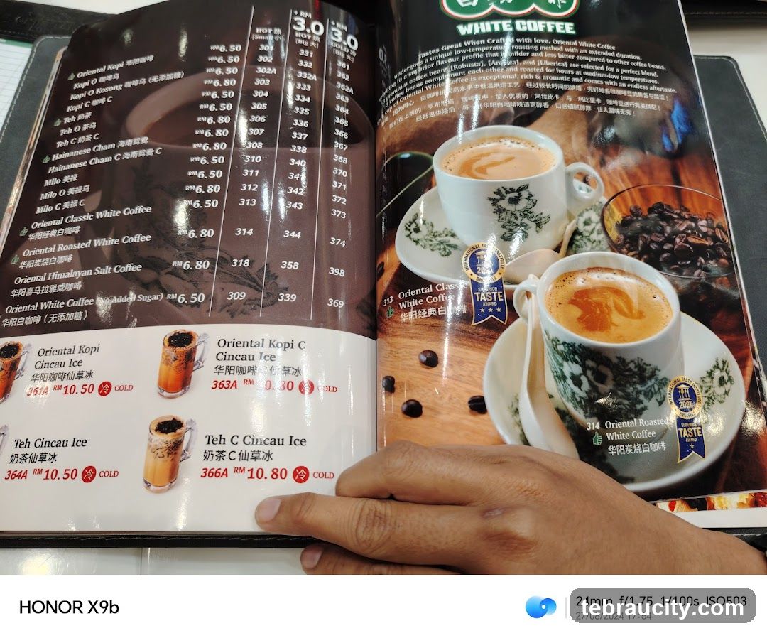White Coffee Menu
