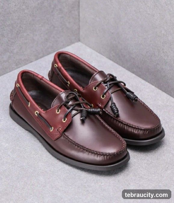 Maroon Leather Boat Shoes