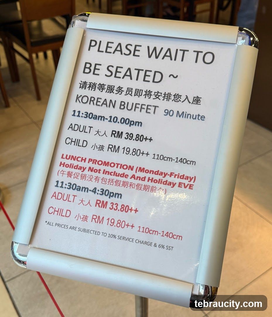 Korean Buffet Menu