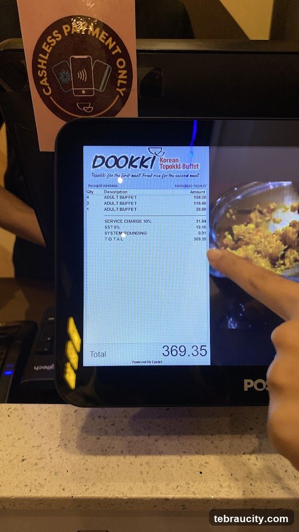 DOOKKI Korean Topokki Buffet Receipt