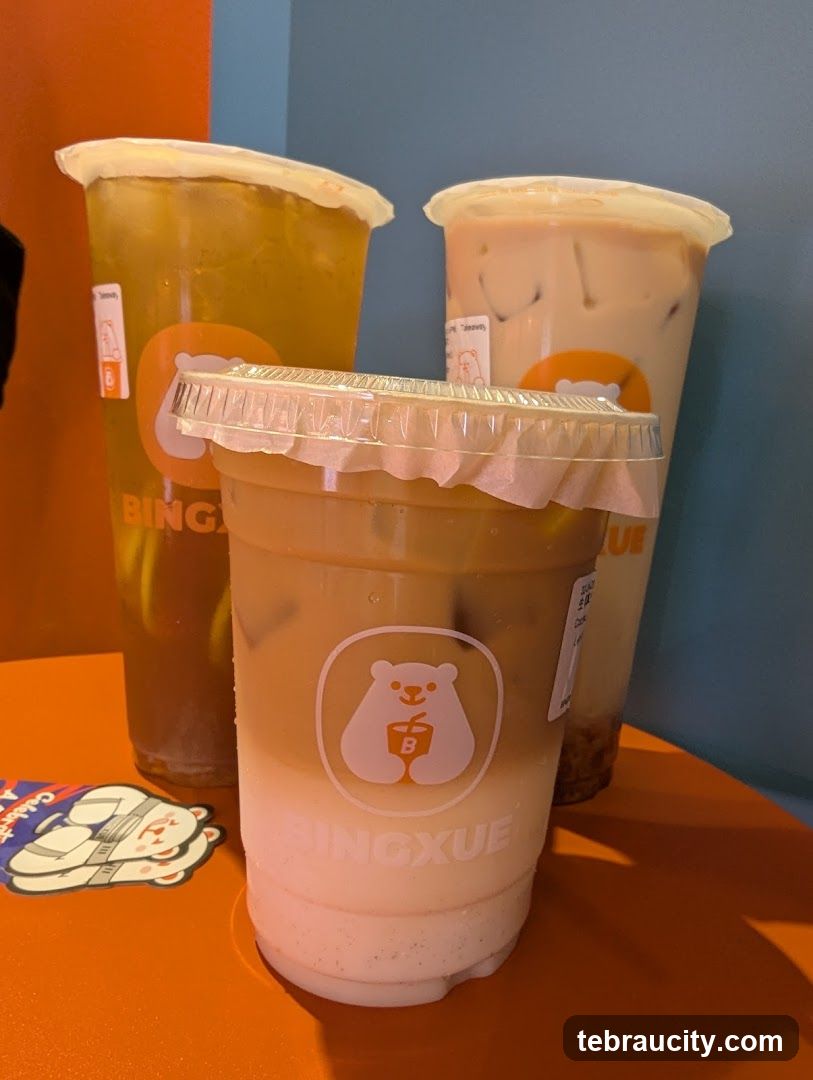 Three drinks with branding