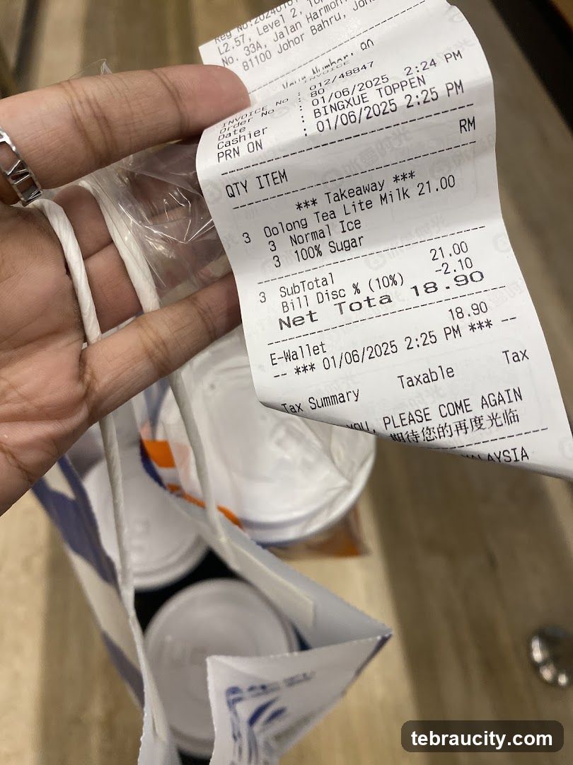 Receipt and Takeaway Drinks