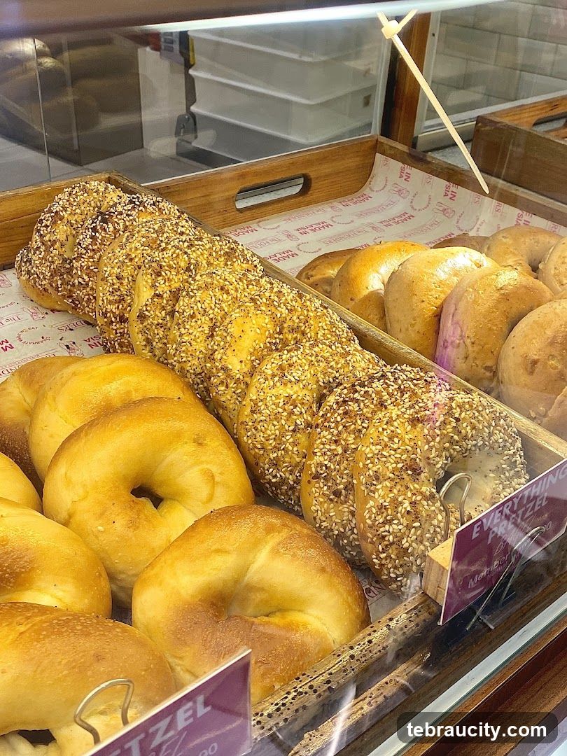 Bagels in a Display Case