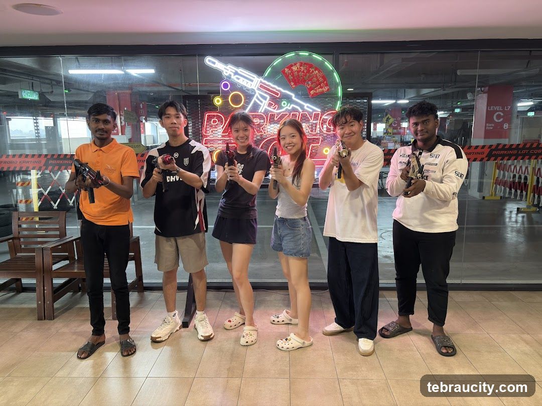 Group holding laser tag guns