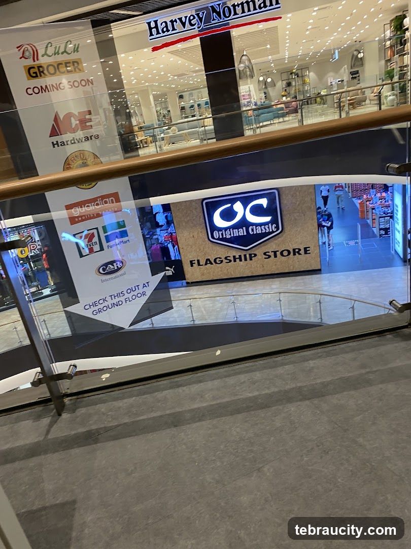 Mall Interior with Store Signage