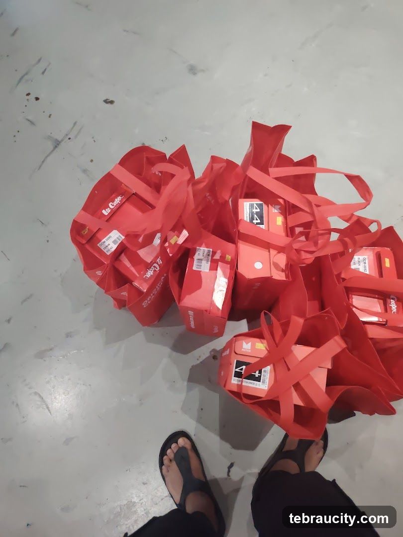 Red Shopping Bags with Boxes