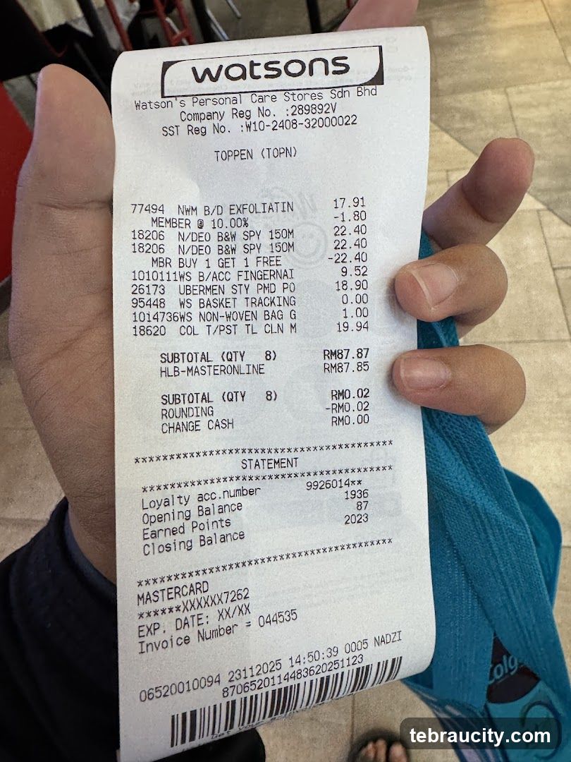 Watsons Receipt
