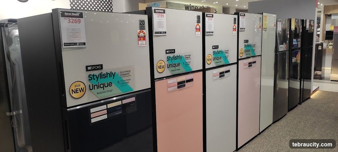Refrigerators on display