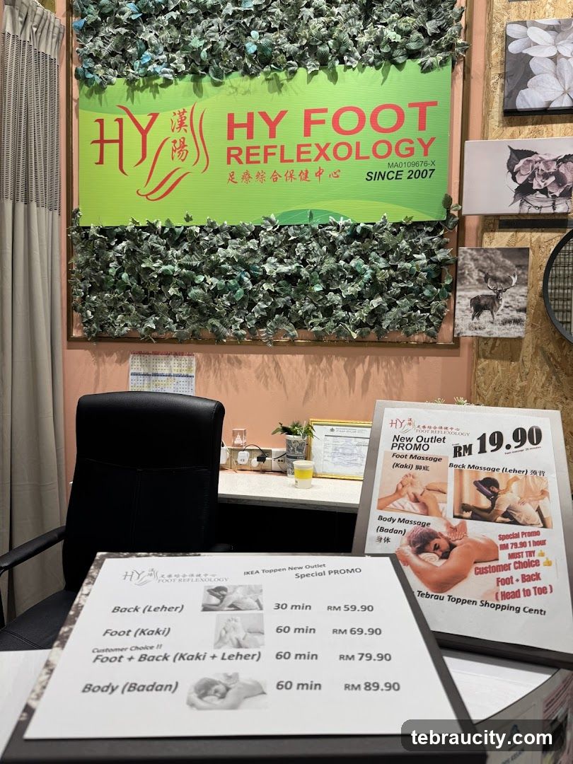 HY Foot Reflexology Menu and Promotion