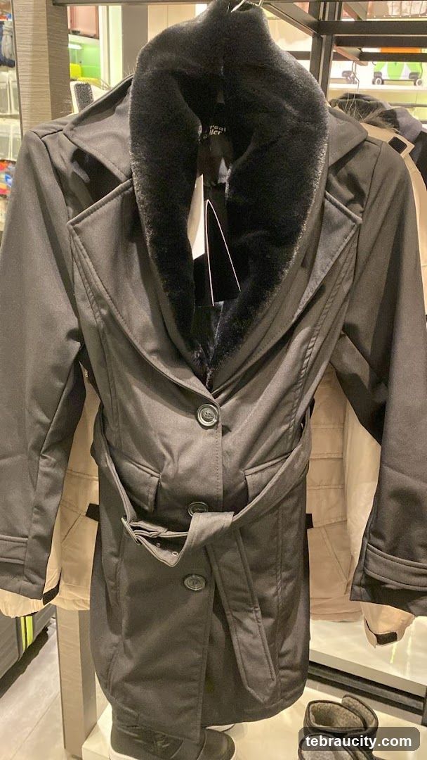 Black Trench Coat with Fur Collar