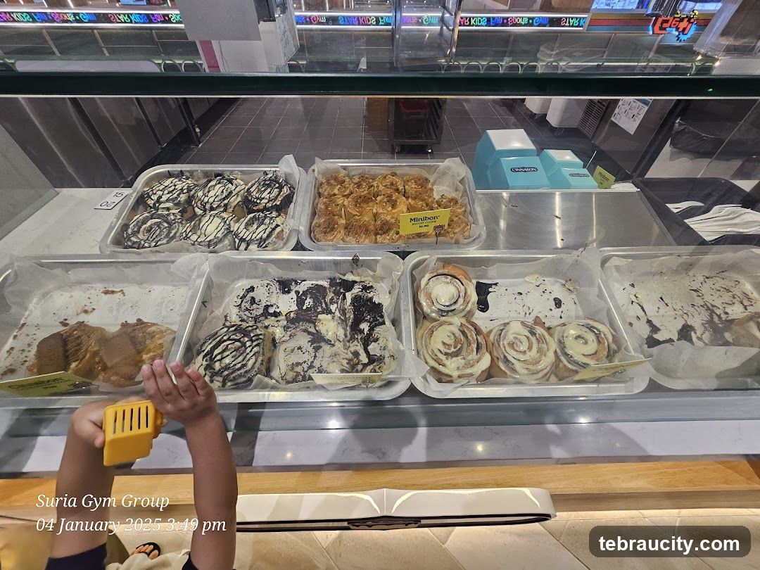 Pastries in a display case