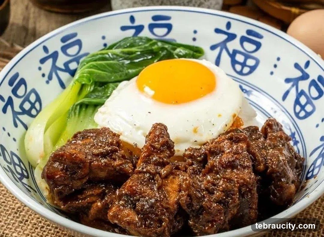 Braised Pork Belly with Fried Egg and Bok Choy