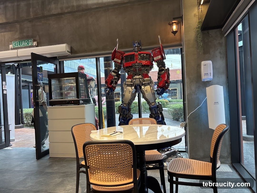 Optimus Prime Statue in Restaurant