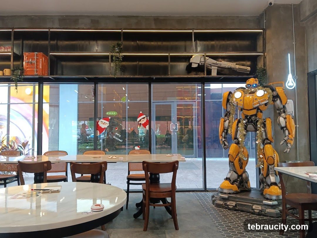 Restaurant Interior with Bumblebee Statue