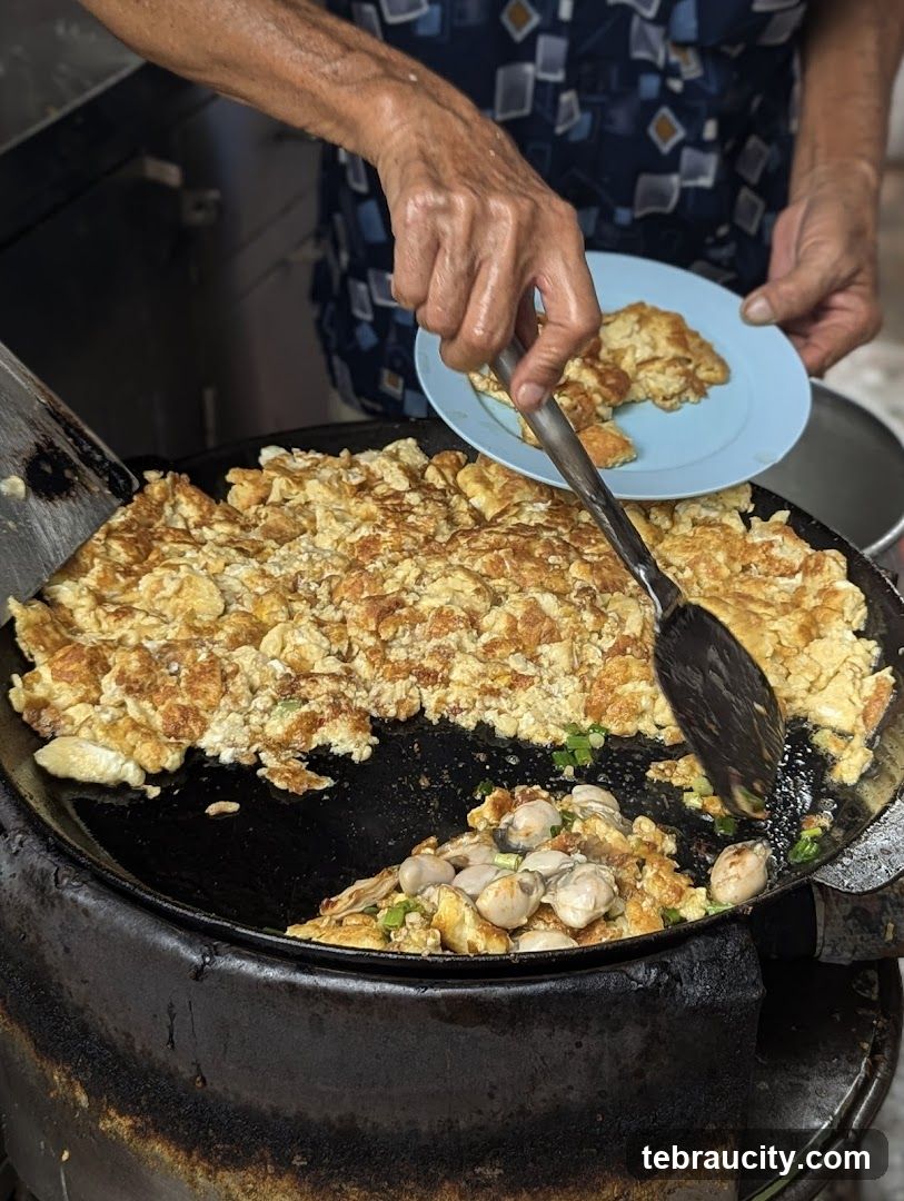 Oyster Omelet Cooking