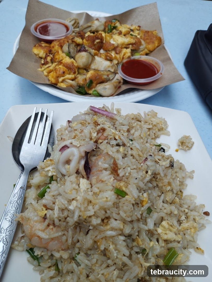 Seafood Fried Rice and Oyster Omelette
