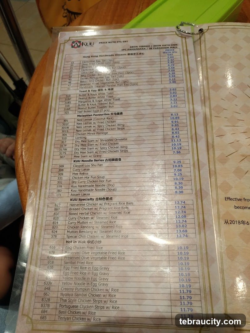 KUU Menu