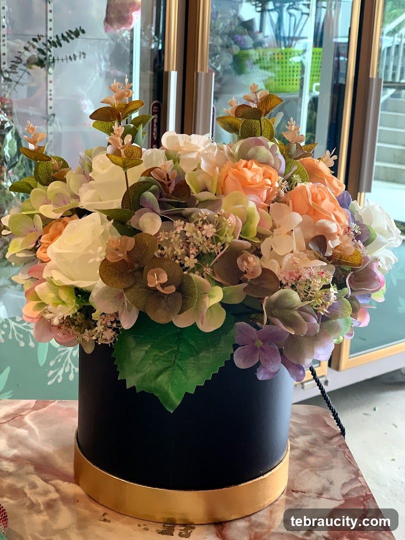 Floral Arrangement in Black Box