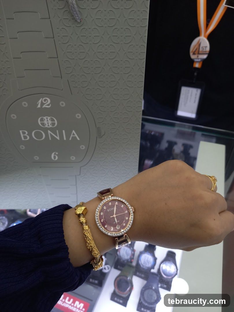 Woman wearing a Bonia watch and bracelet