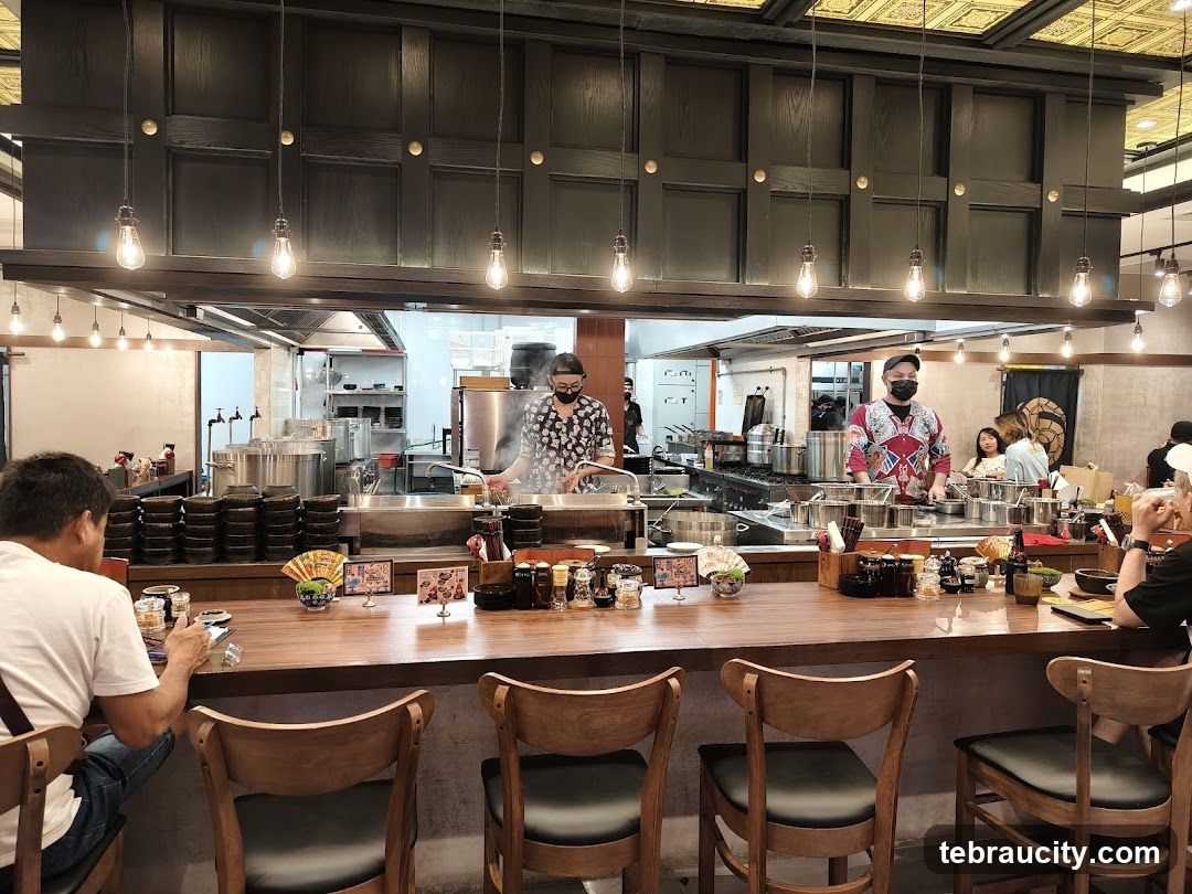 Restaurant Interior with Open Kitchen