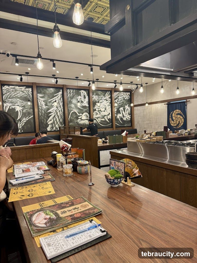 Restaurant Interior with Dragon Artwork