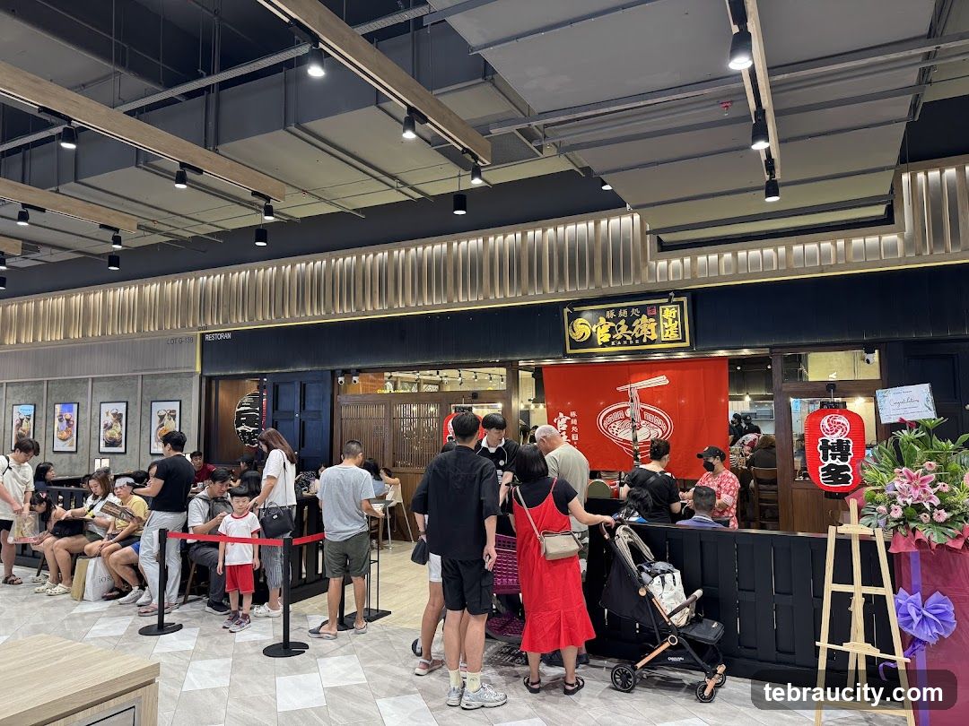 Restaurant Entrance with Waiting Crowd