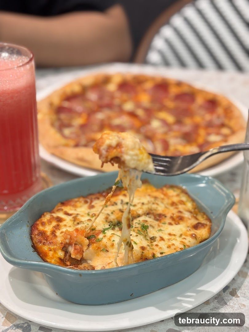 Cheesy Baked Dish and Pizza