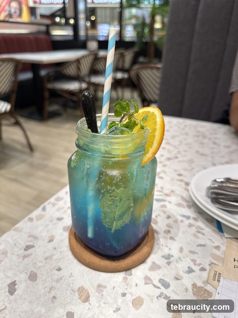 Blue Drink with Orange and Mint