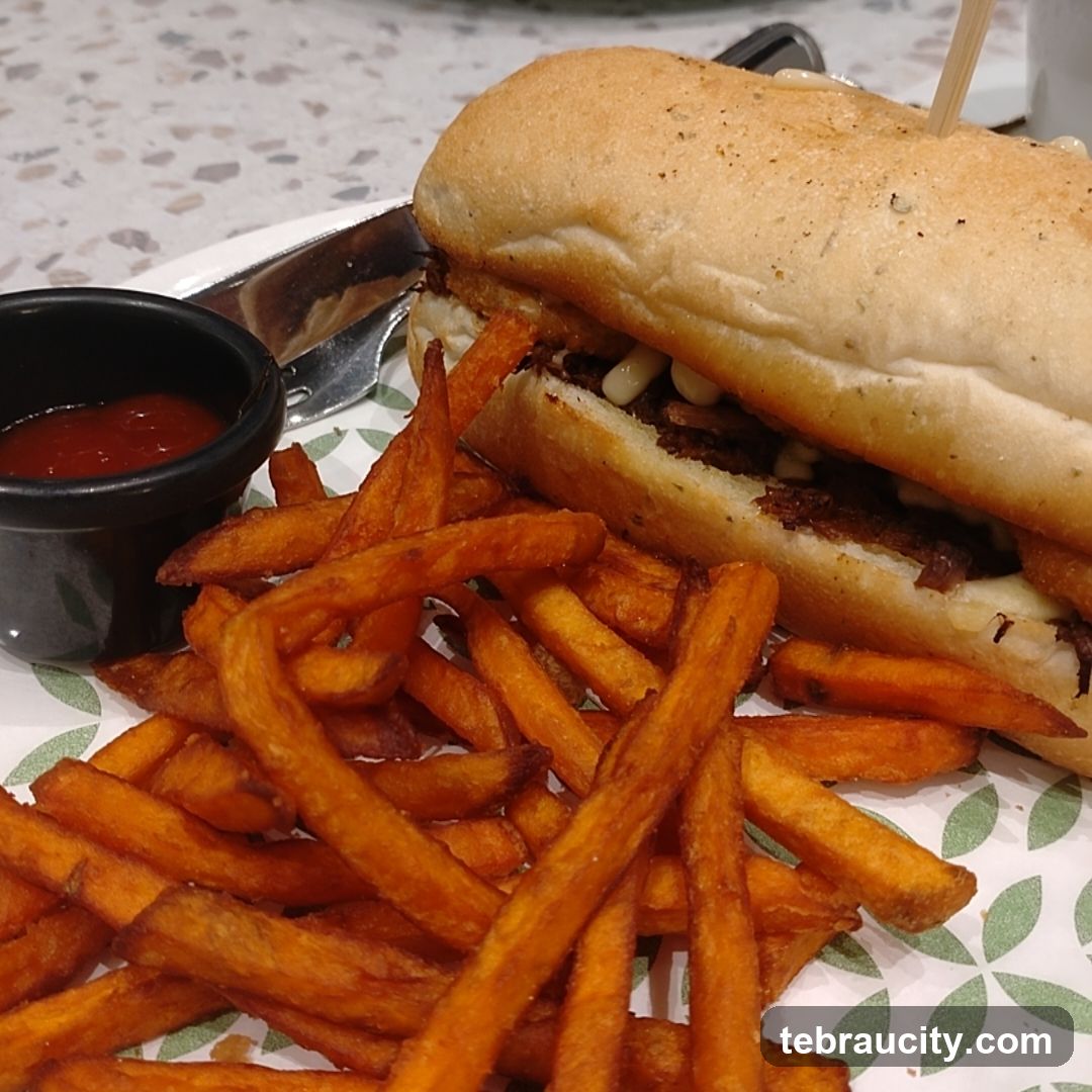 Philly Cheesesteak and Sweet Potato Fries