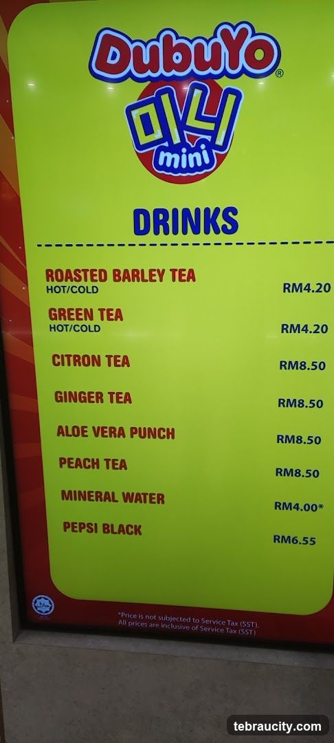DubuYo mini Drinks Menu