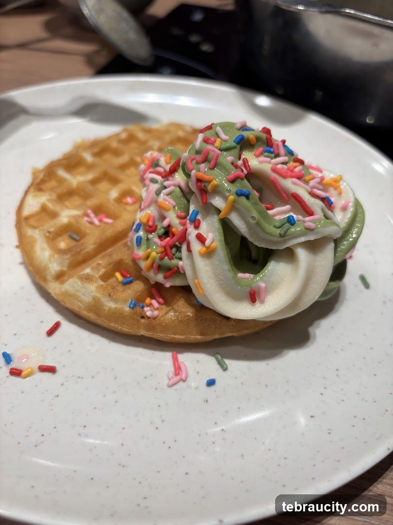 Waffle with Ice Cream and Sprinkles