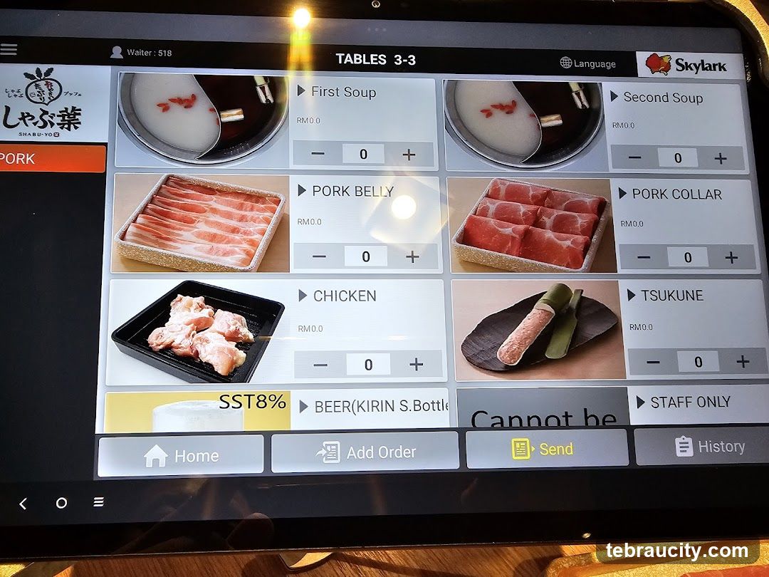 Shabu-Yo Hot Pot Menu Display