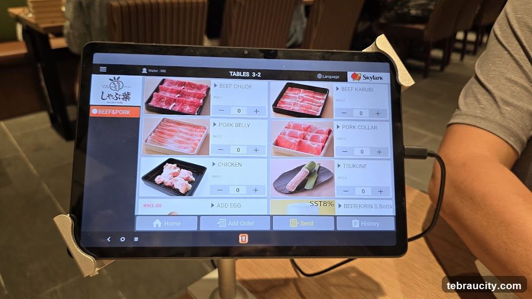 Tablet Order Screen at Restaurant