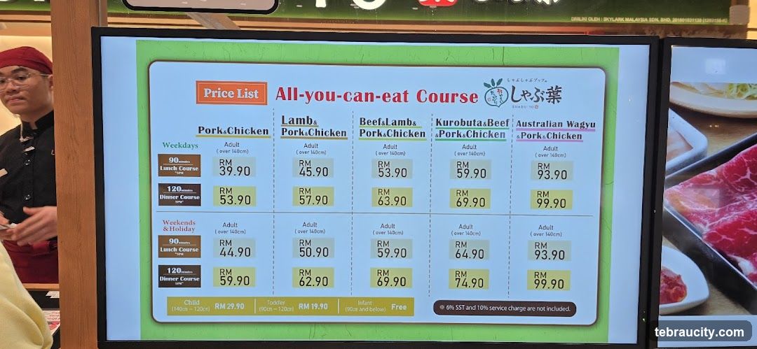 All-you-can-eat Course Price List