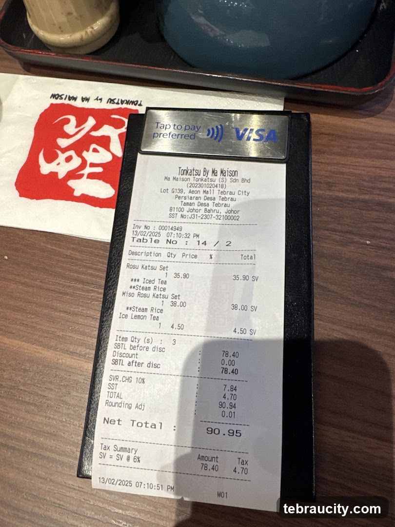 Receipt at Tonkatsu by Ma Maison