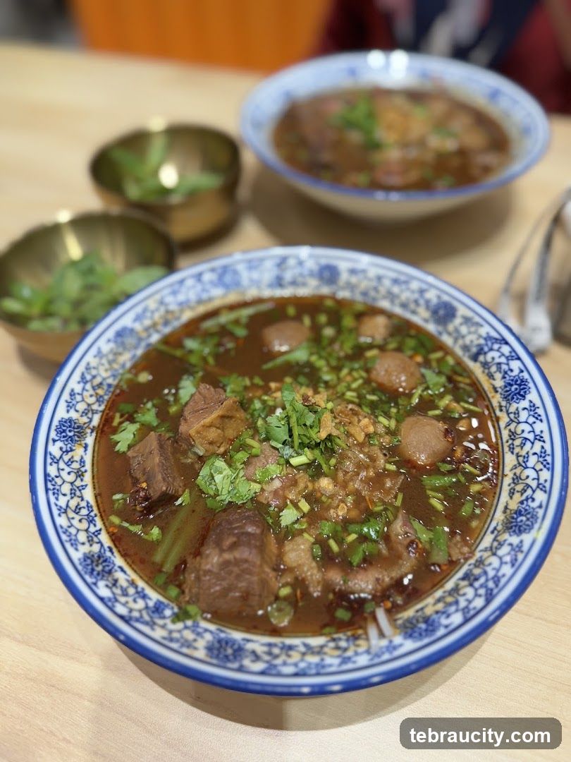 Bowl of stew with garnish
