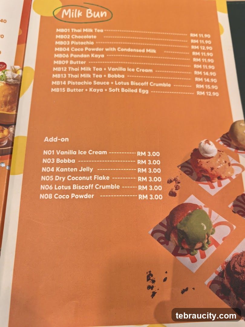 Milk Bun Menu
