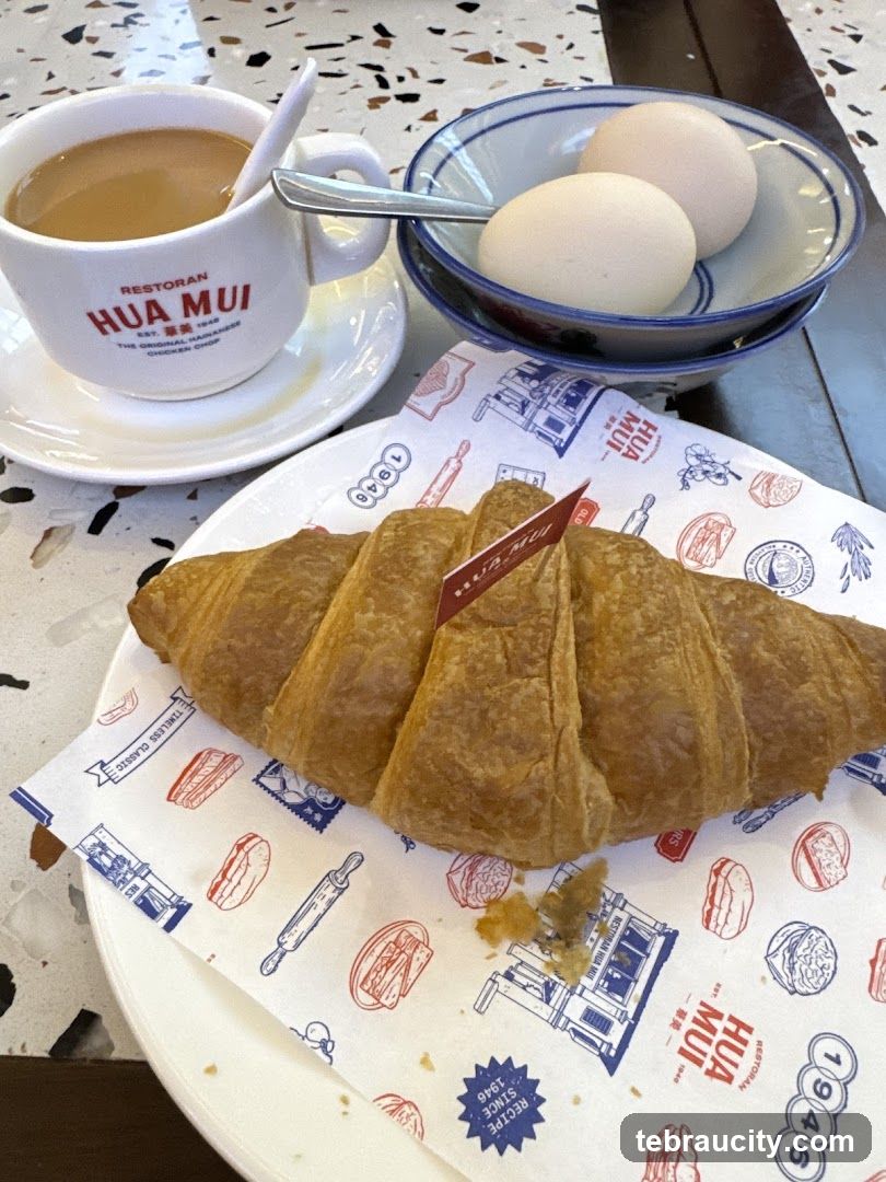 Croissant with Coffee and Eggs