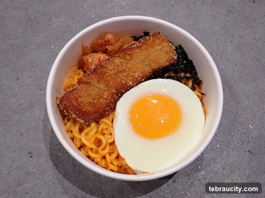 Noodle Bowl with Fried Fish and Egg