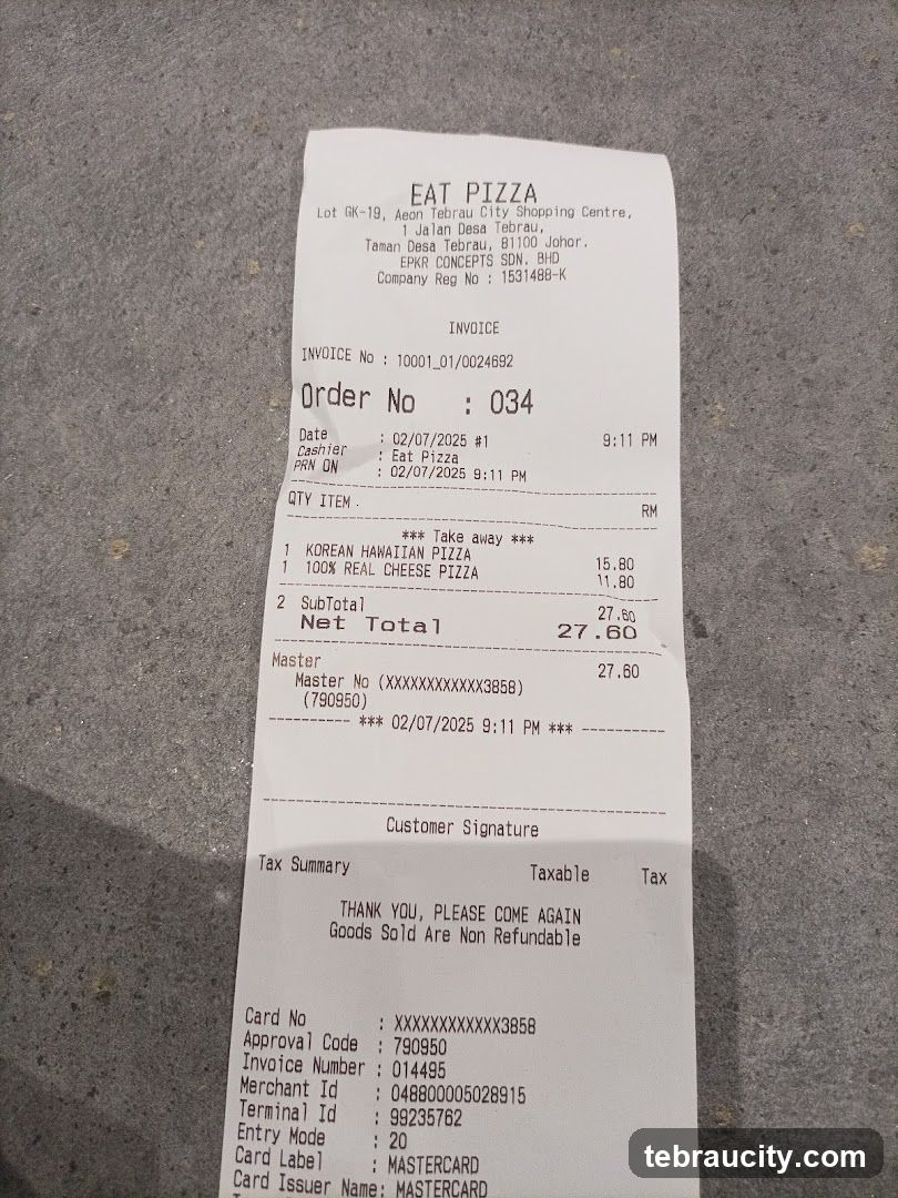 Pizza Receipt