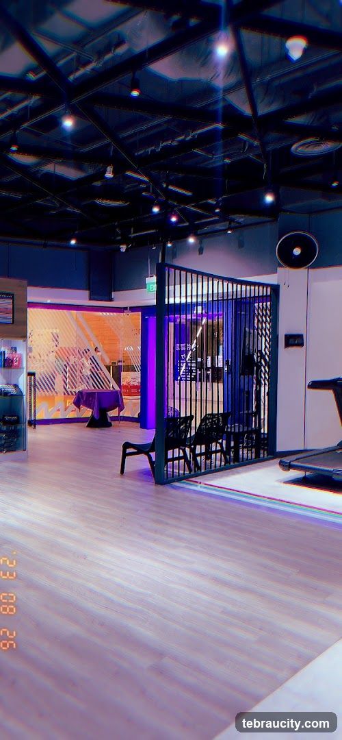 Gym Interior with Treadmill and Seating Area