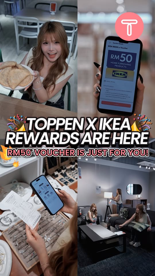 TOPP Club App showing RM50 IKEA Home Furnishing Products voucher redemption process