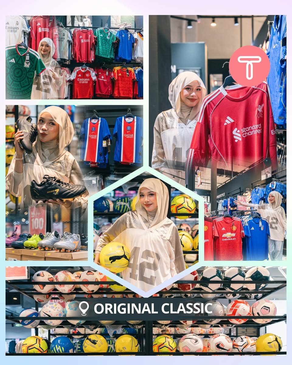 Decathlon at Toppen with Brazil and Wales jerseys, soccer balls, and football cleats priced at RM89.99