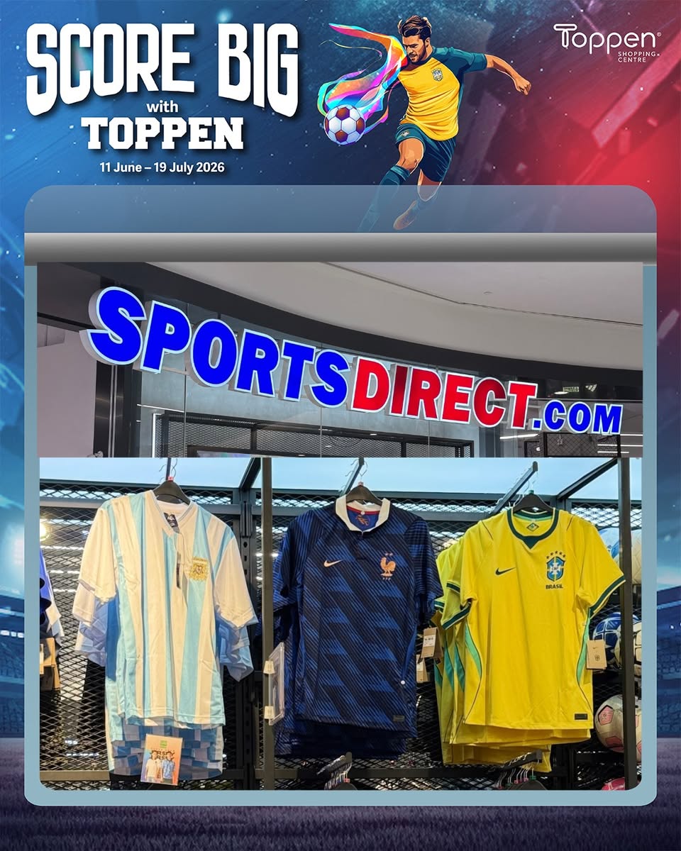 Original Classic store at Toppen displaying USA, France, and England national team jerseys for the Score Big campaign