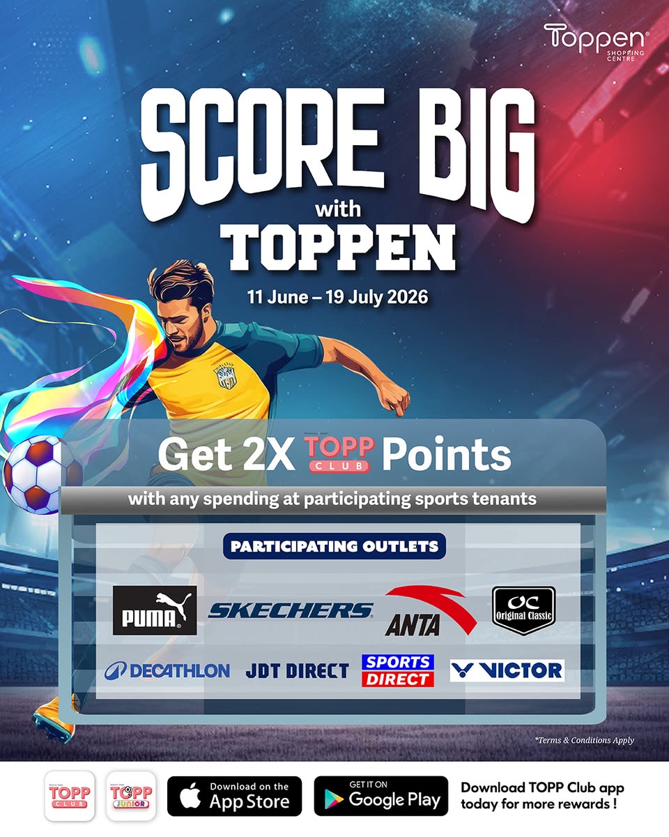 2X TOPP Club Points at Toppen Sports Outlets, 11 June to 19 July
